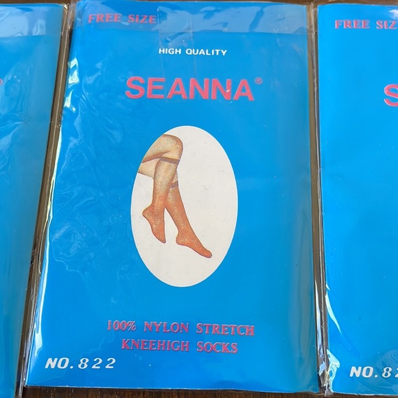 Vintage Seanna Set of 3 Knee High Beige Sheer stretch nylon socks New in Package - Picture 2 of 8